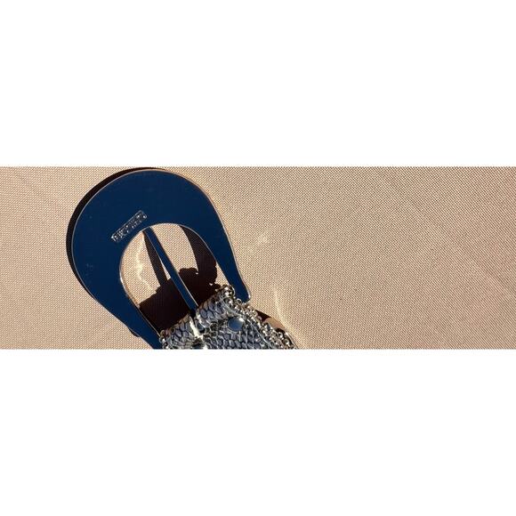 Chico's Belt Statement Studded Plastic Rhinestone Faux Snakeskin Silver 37.5 In. - Picture 15 of 16